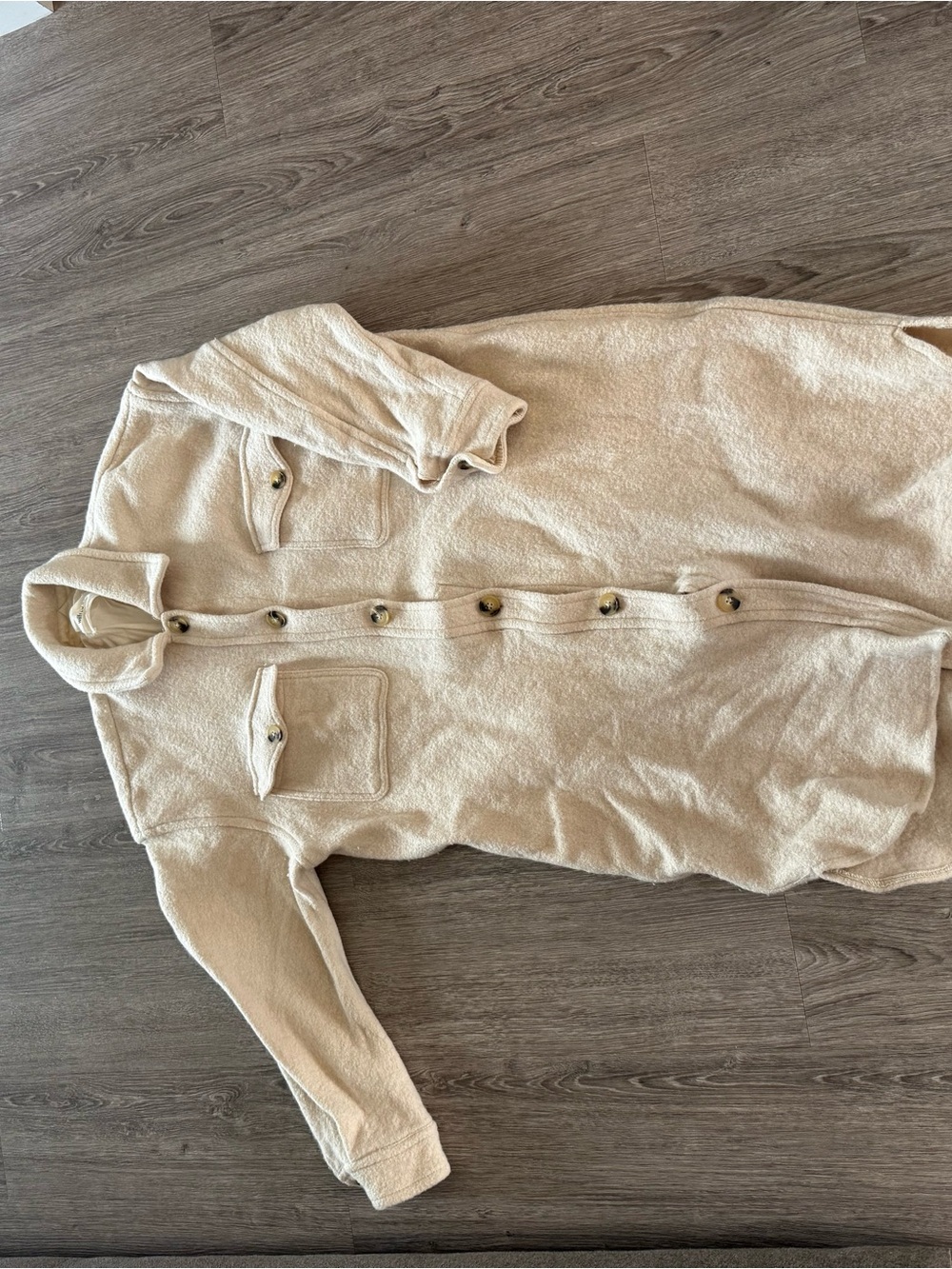 Wilfred Ganna Long - Cozy Cream Button-Up Shirt Jacket